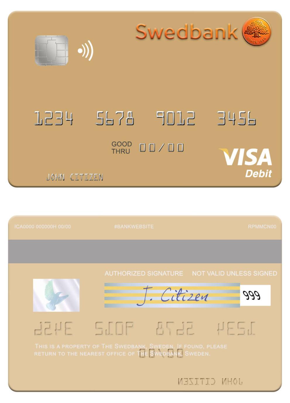 Sweden Swedbank visa debit card